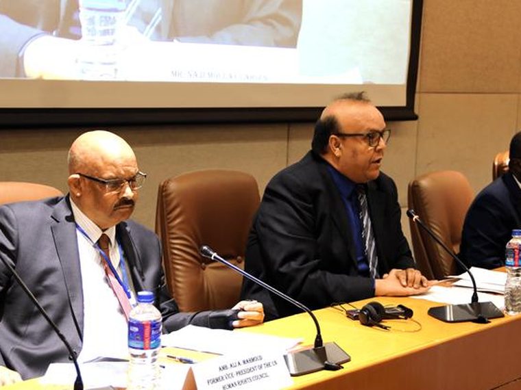 Speakers seated at a panel session of the NGO Forum, Banjul, May 2026